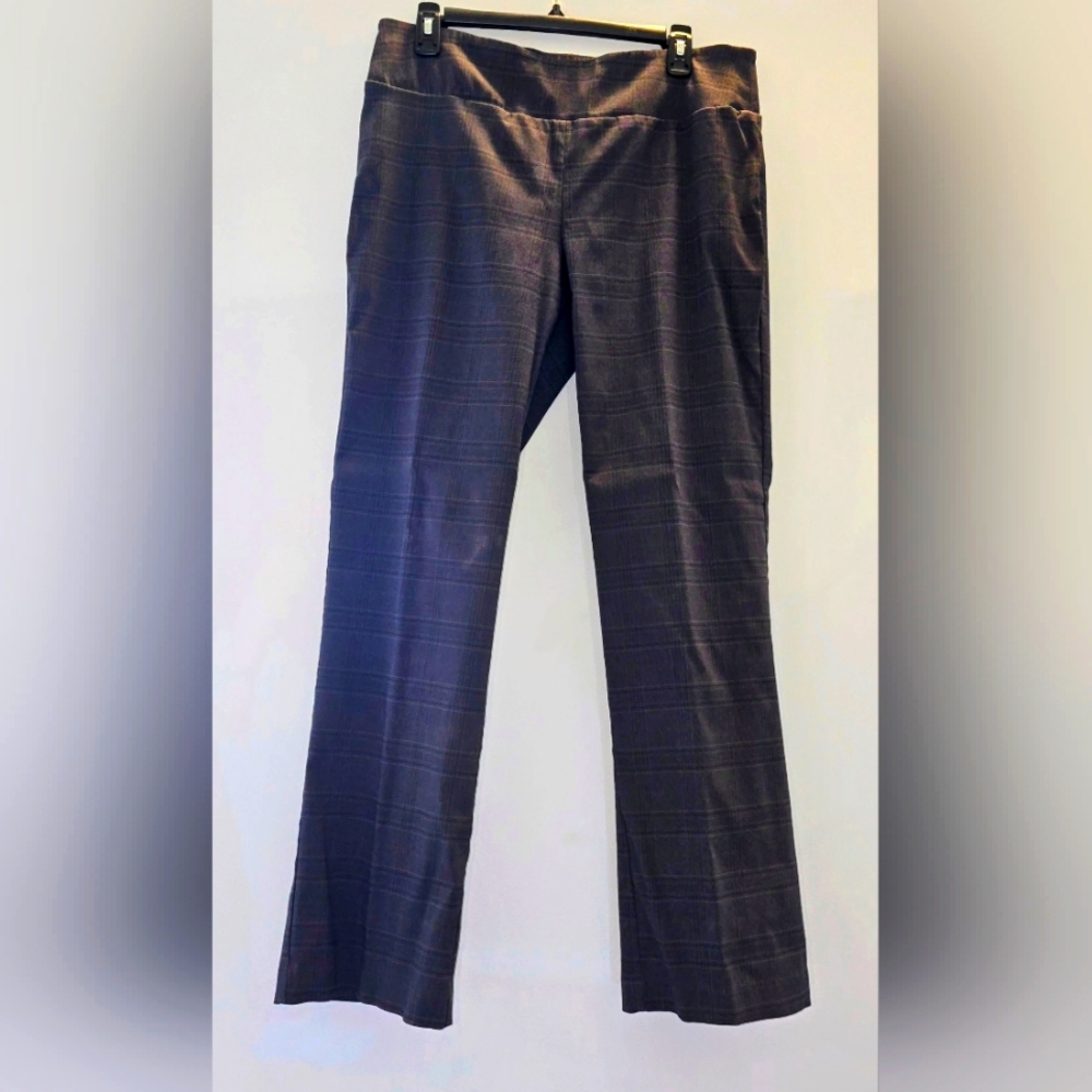 Women's pants size 12 charcoal with pinstripes. Elastic waist wide legs